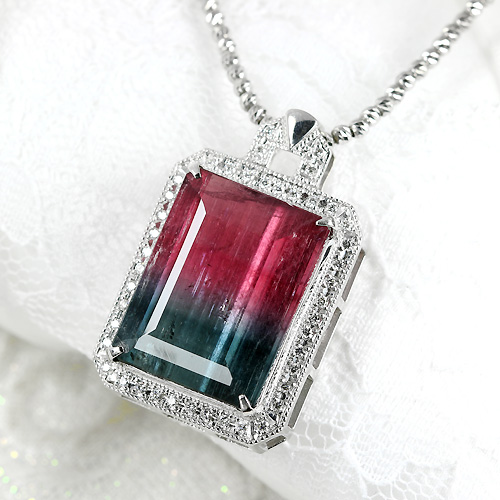 バイカラートルマリン 24.8ct ダイヤモンド ホワイトゴールド