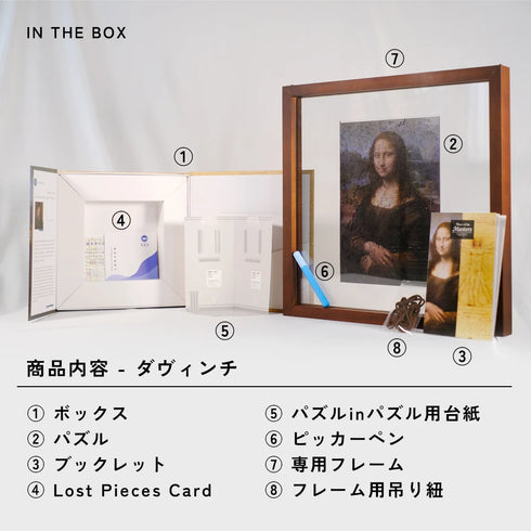 巨匠の破片 ダ・ヴィンチ パズルとフレームのセット – ご褒美パズル