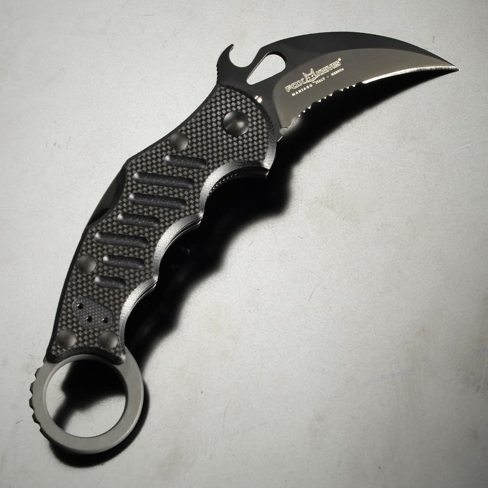 FOX カランビット 半波刃 G10ハンドル 折りたたみ式 ブラック