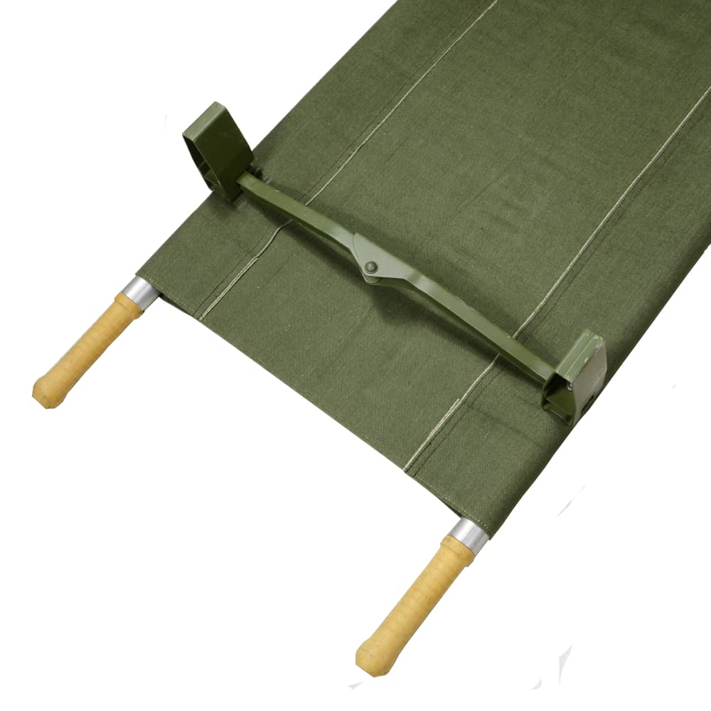 フランス軍放出品 折りたたみ担架 木製ハンドル 帆布 ストレッチャー