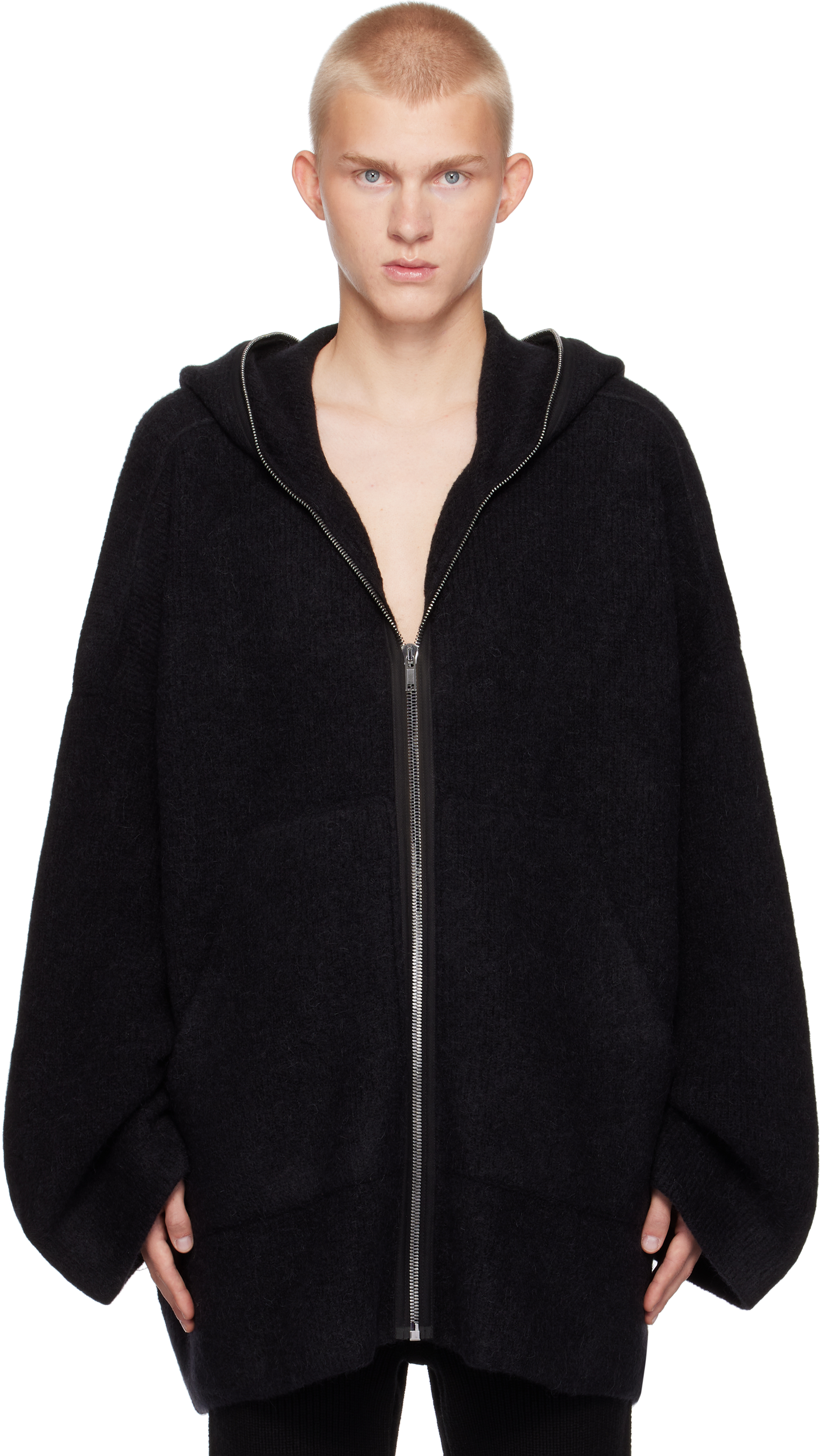 Shop Black Porterville Alpaca Knit Hoodie on Sale at BeyondStyle