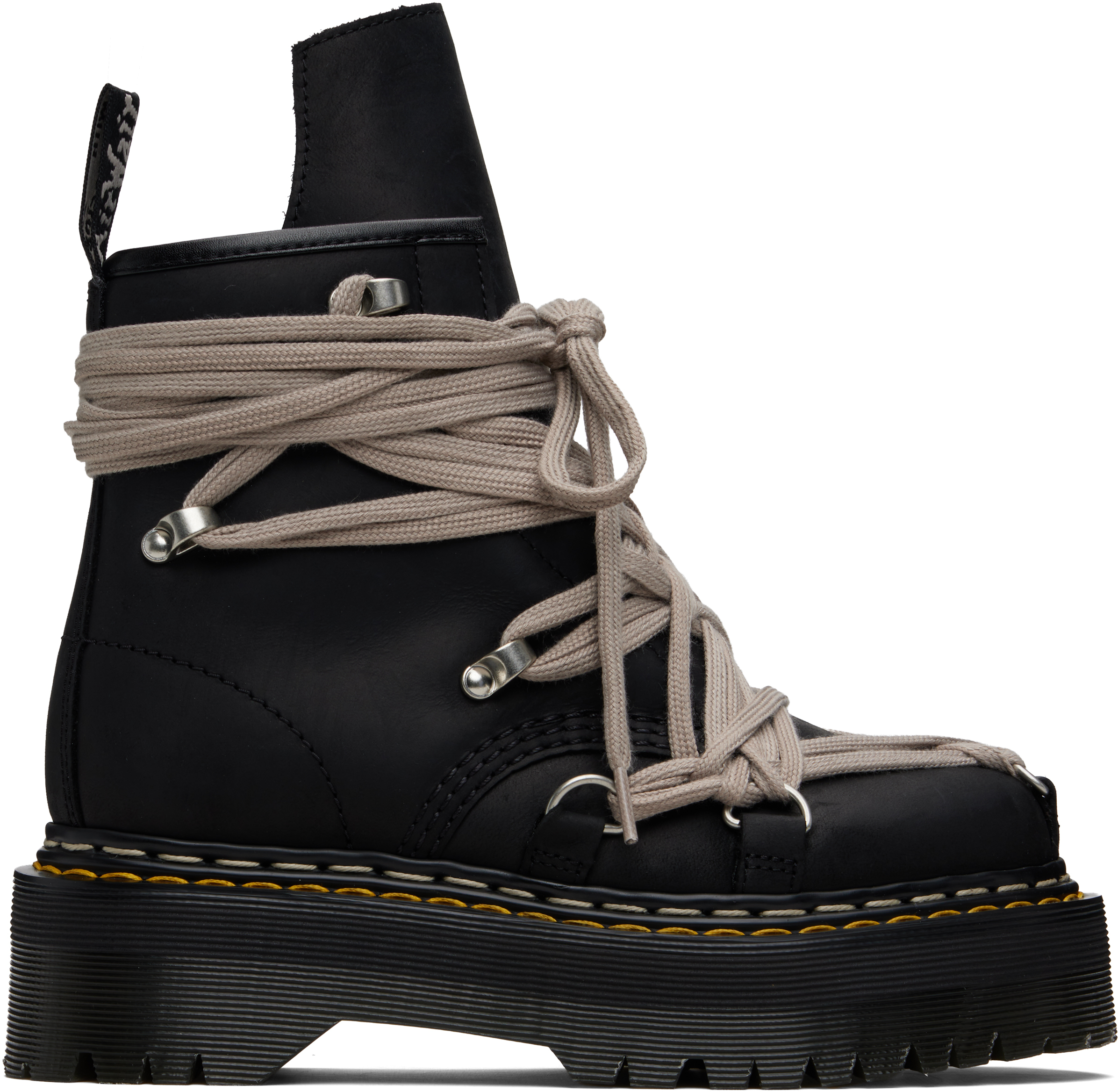 Rick Owens Black Dr. Martens Edition 1460 Quad Sole Megalace Boots