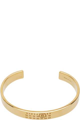 Gold Minimal Logo Bracelet by MM6 Maison Margiela on Sale