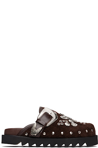 SSENSE Exclusive Brown Buckle Mule Loafers by Toga Pulla on Sale