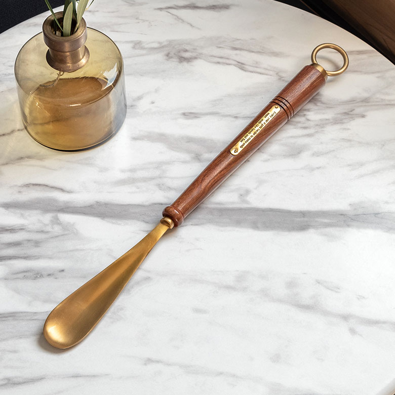 シューホーン 靴ベラ 真鍮 木 長さ 46cm [90399]【 靴べら ロング 金属