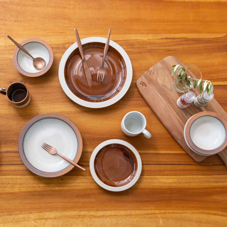 皿 プレート 直径18cm ホワイト ブラウン [90148] | 【生活雑貨の