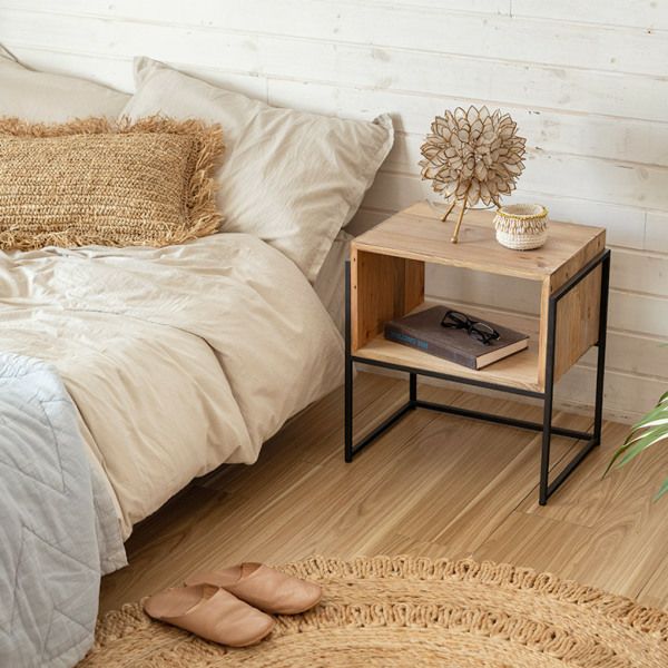 サイドテーブル ナイト テーブル ラック 木製 ウッド アイアン