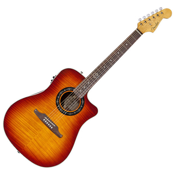 DISC Fender Sonoran-Bucket Electro Acoustic Guitar, Flame Burst at