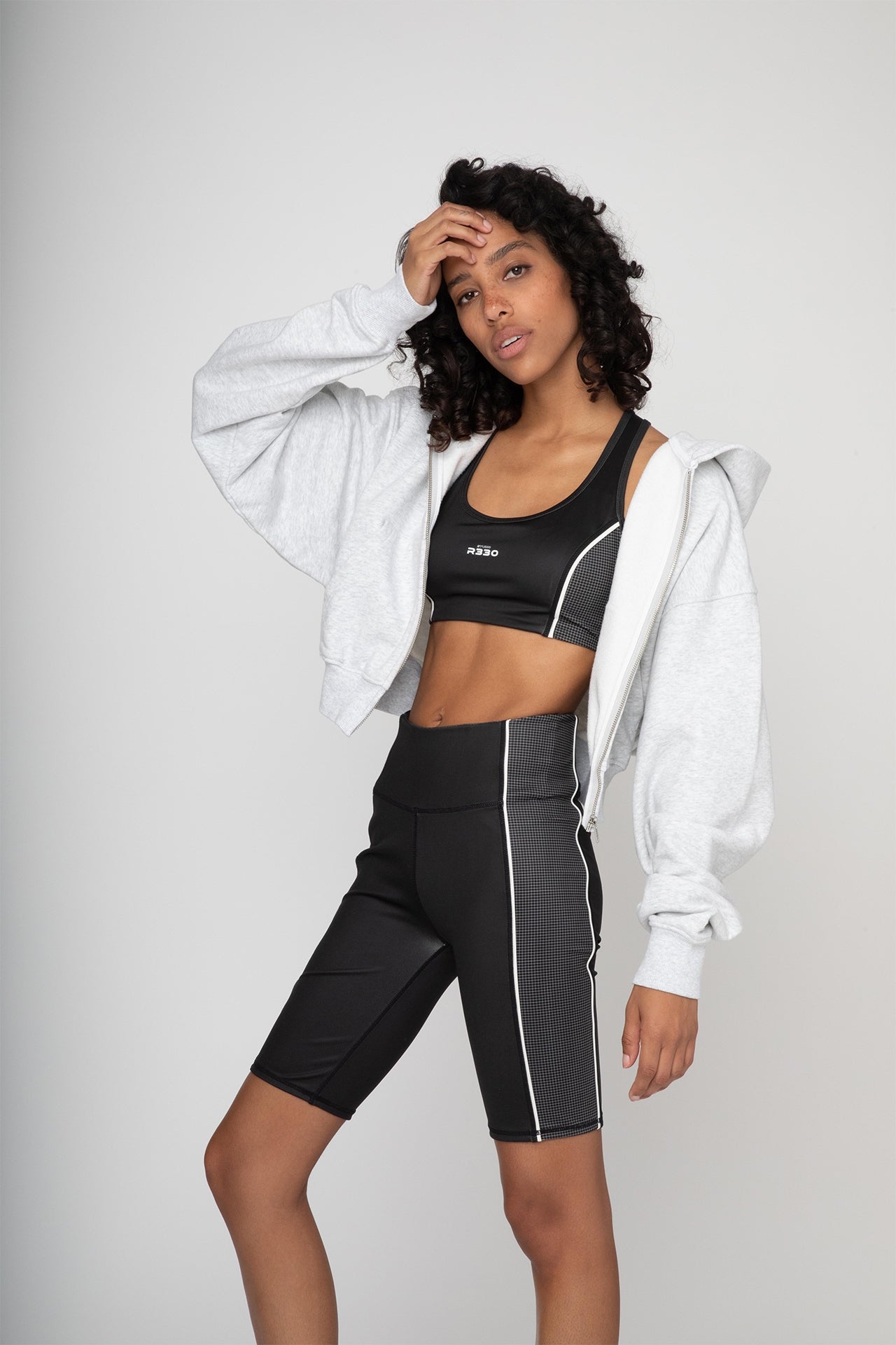 Cropped Zip Hoodie Grey