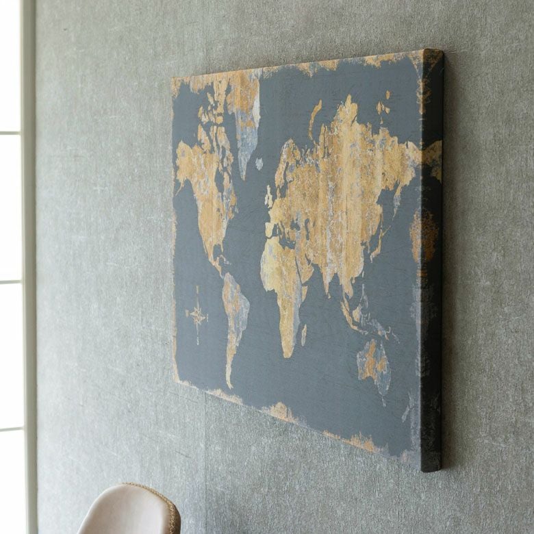 アートフレーム アートパネル 世界地図 アンティーク風 W 75cm D 50cm
