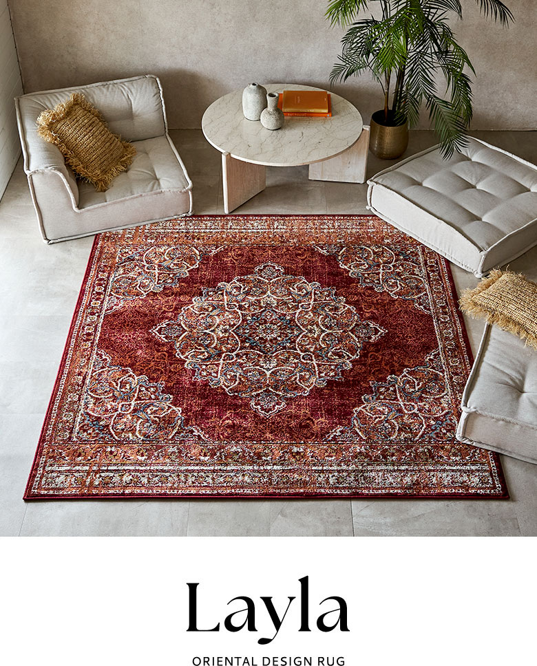 ラグ ラグマット 約 185×185cm 正方形 エジプト製 ペルシャ 絨毯風