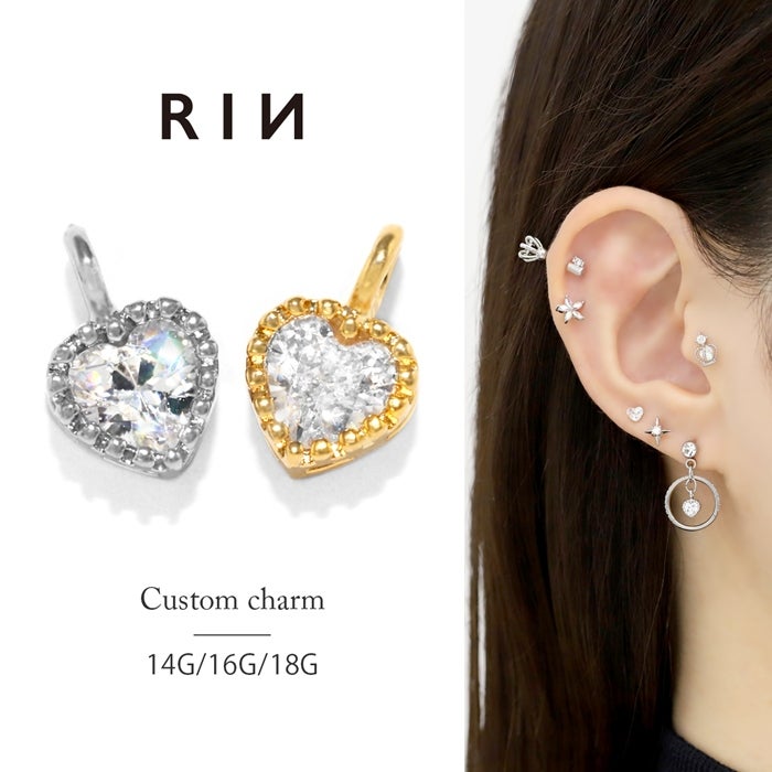 ハートCZジュエルチャーム（14G16G18G対応）｜ボディピアス凛【公式】