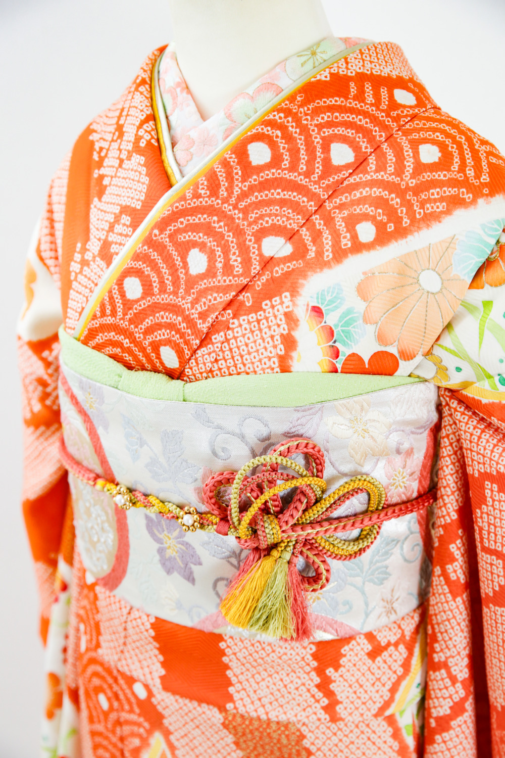 オレンジ絞り花柄振袖 - きもの六花（ricca） | 大阪市北区中崎町