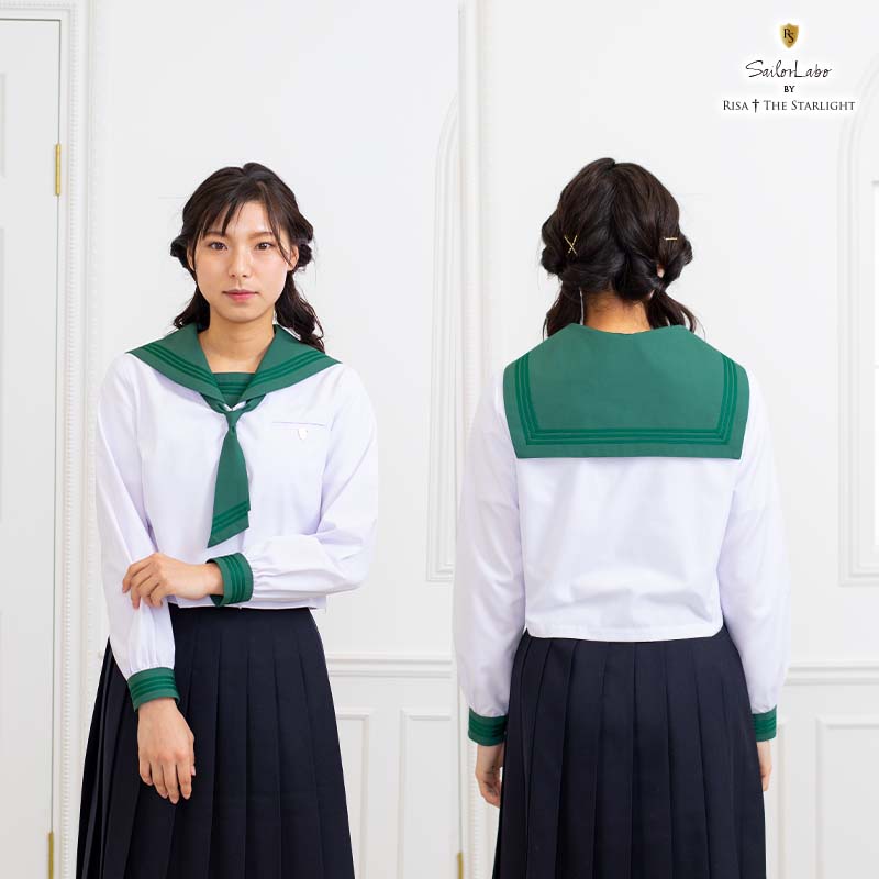 なめらか深型 フォレストグリーン緑3本線セーラーえり RISA Forest