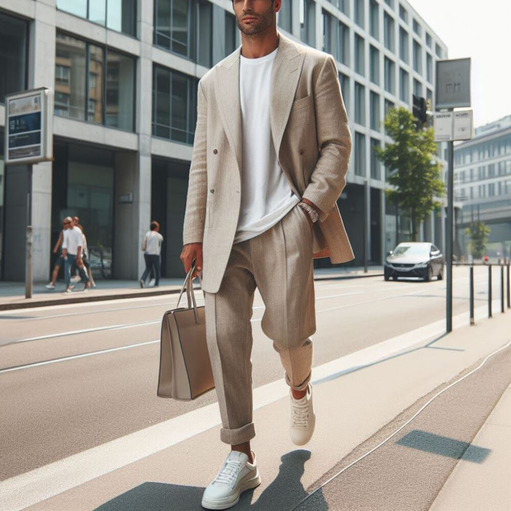 ベージュのセットアップで抜け感のあるコーデ | リタリオリブロ