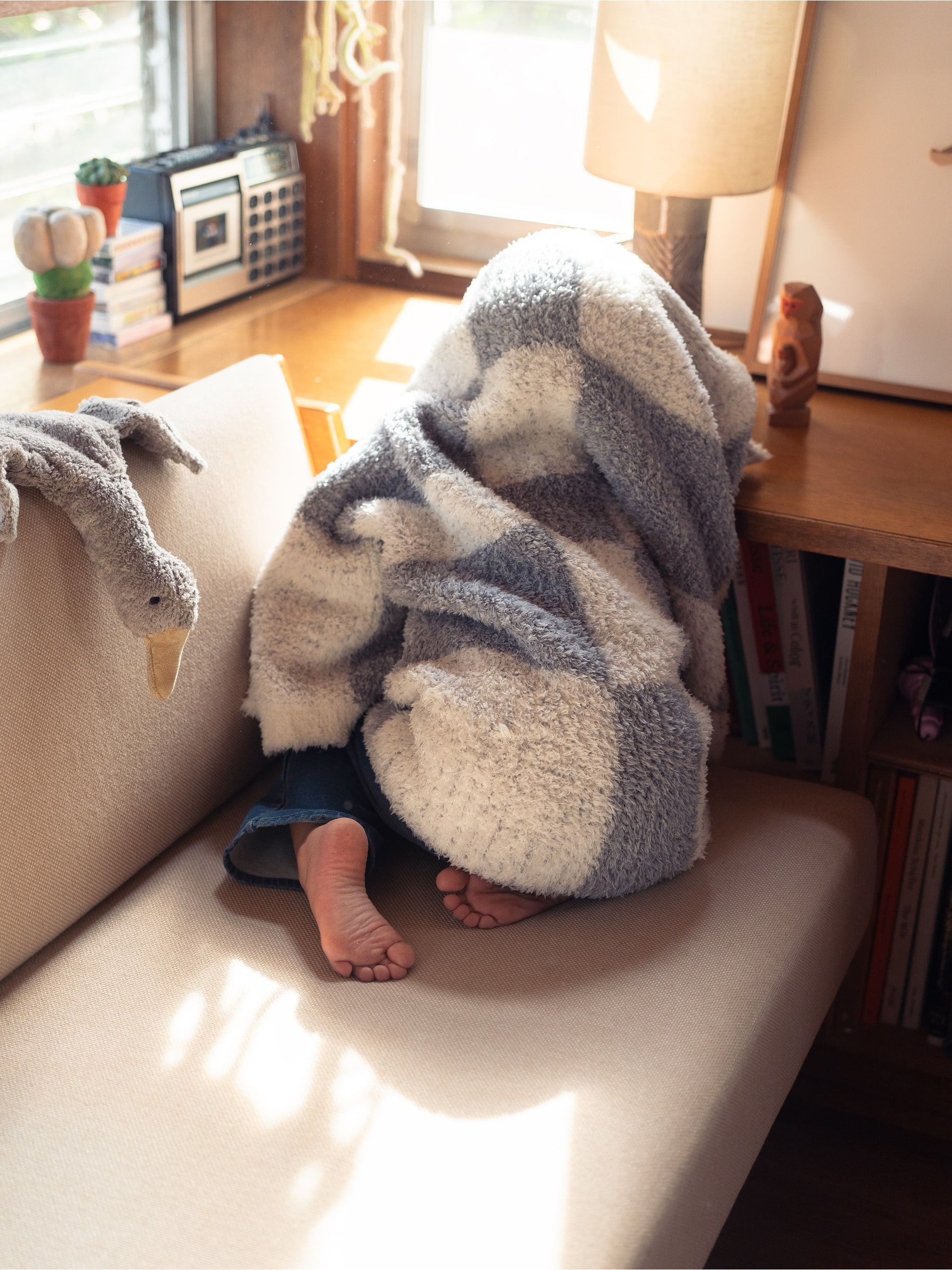 コージーシック チェッカード ストローラー ブランケット｜BAREFOOT