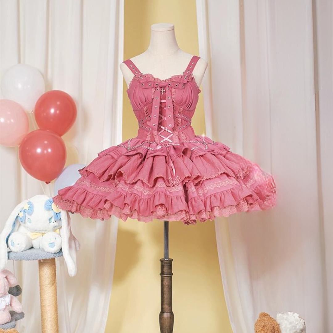 unaちゃん着用】十字契約 ベルトリボンジャンパースカート 全6色