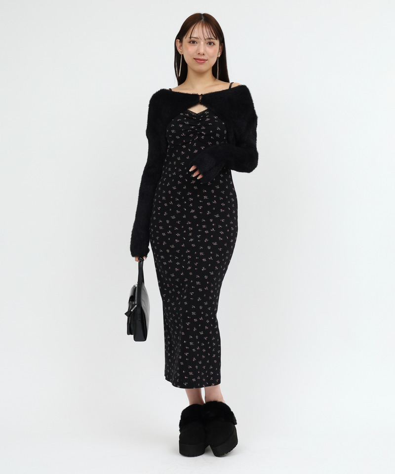 小花柄シャギーニットボレロアンサンブルワンピース｜ROYAL PARTY