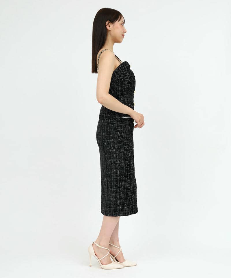 ドルチェ&ガッバーナ ツイードワンピース 裏地ひょう柄 36 黒