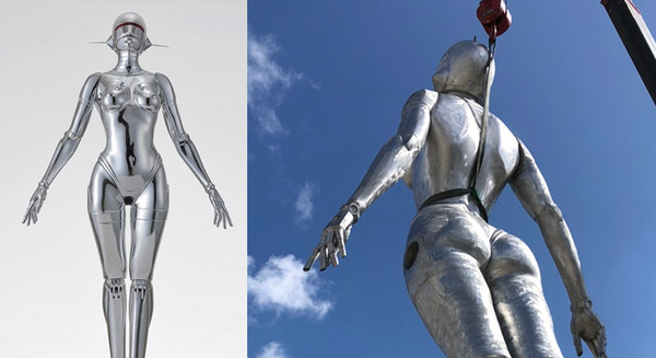 世界初披露】空山基氏デザイン 全長7mの巨大なセクシーロボット 渋谷