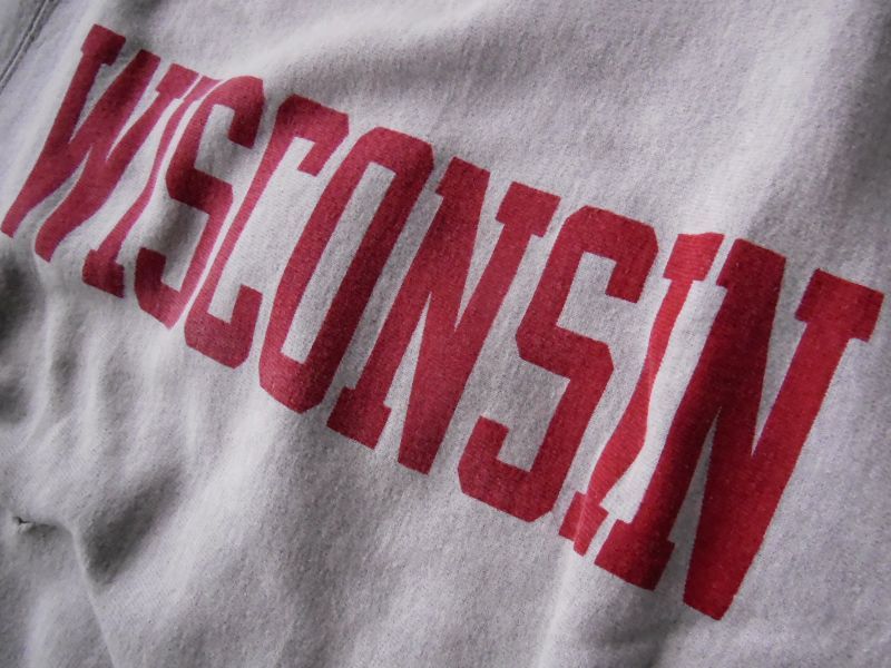 90S CHAMPIONリバースウィーブスウェット/OXグレー/WISCONSIN/L - ROCK