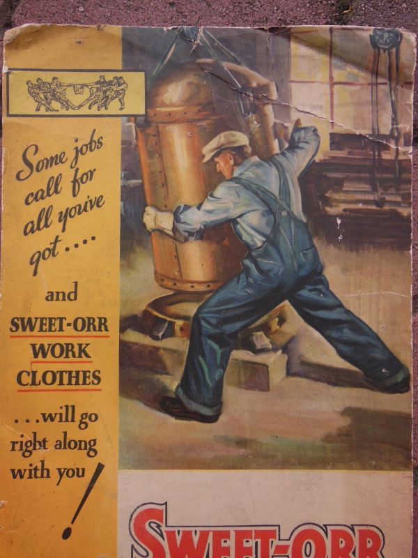 1940'S SWEET-ORR ADVERTISING CARDBOARD SIGN - ROCK-A-HULA Vintage