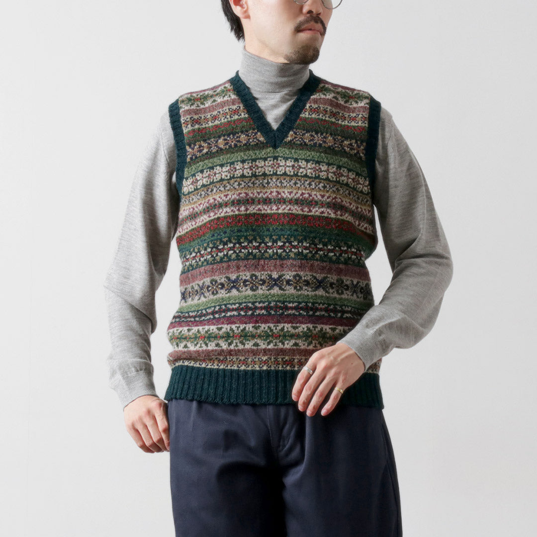 JAMIESONS (ジャミーソンズ） フェアアイル Vネック ベスト / メンズ