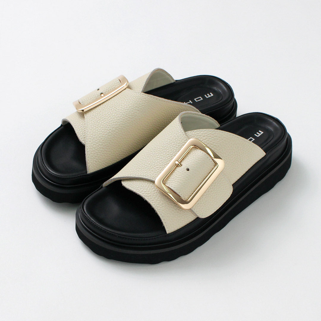 MOHI（モヒ） ビッグバックル レザーサンダル / レディース フラット
