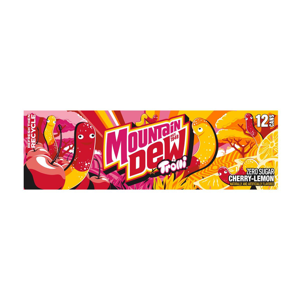 Buy Mountain Dew Zero Sugar Soda, Trolli Cherry Lemon Flavor, 12
