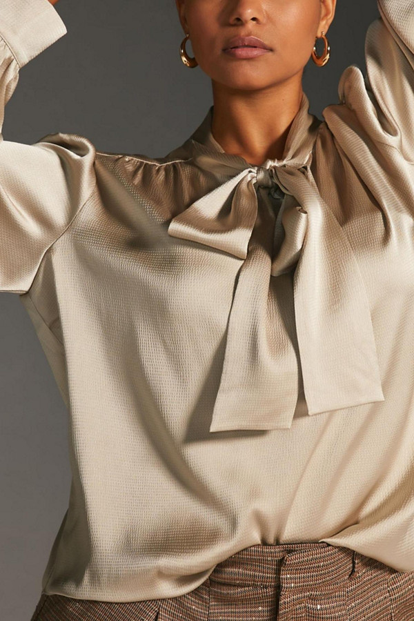 Satin Tie-Neck Blouse | Nuuly