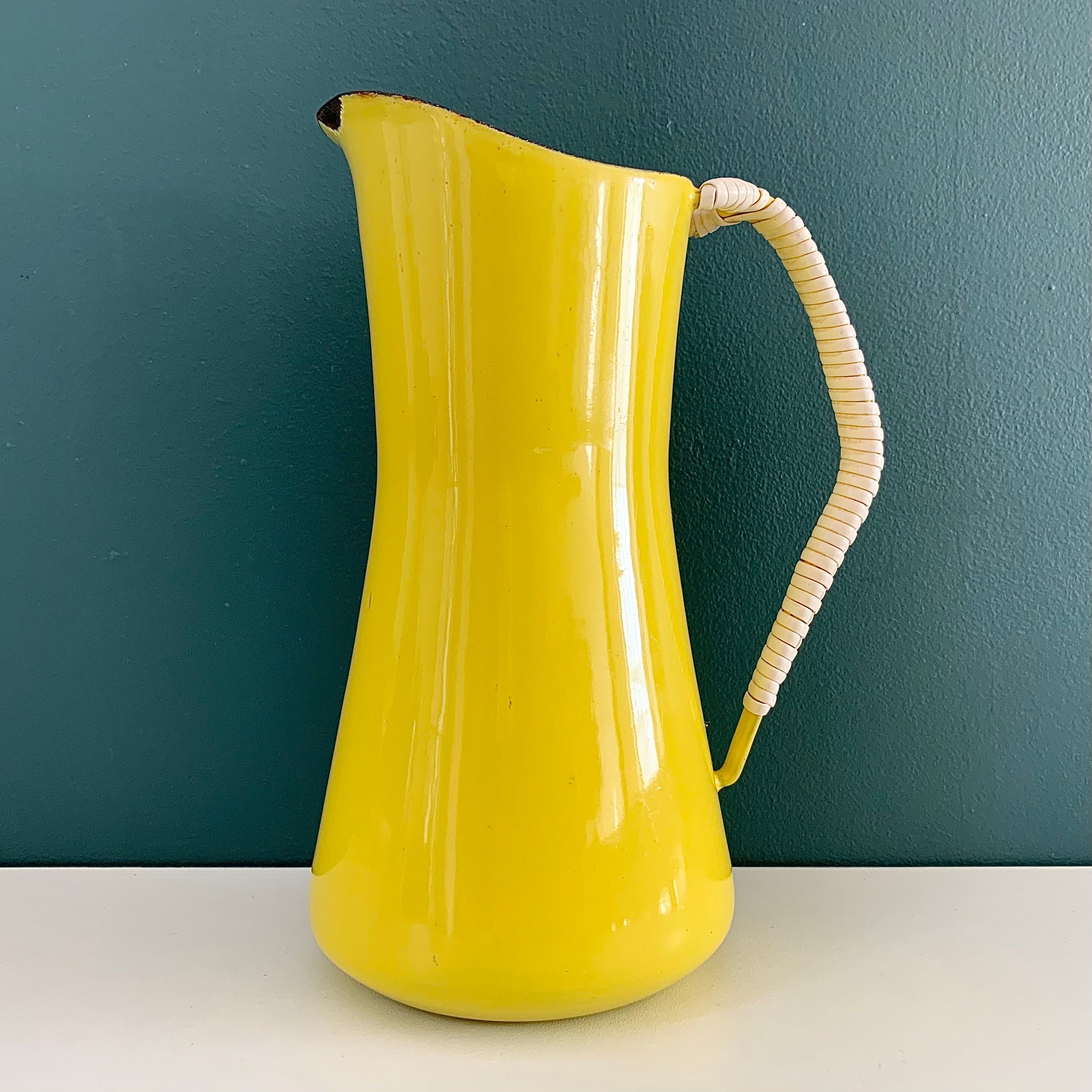 Dansk Designs Yellow Enamel Pitcher Jug Carafe 18cm 1960s Danish