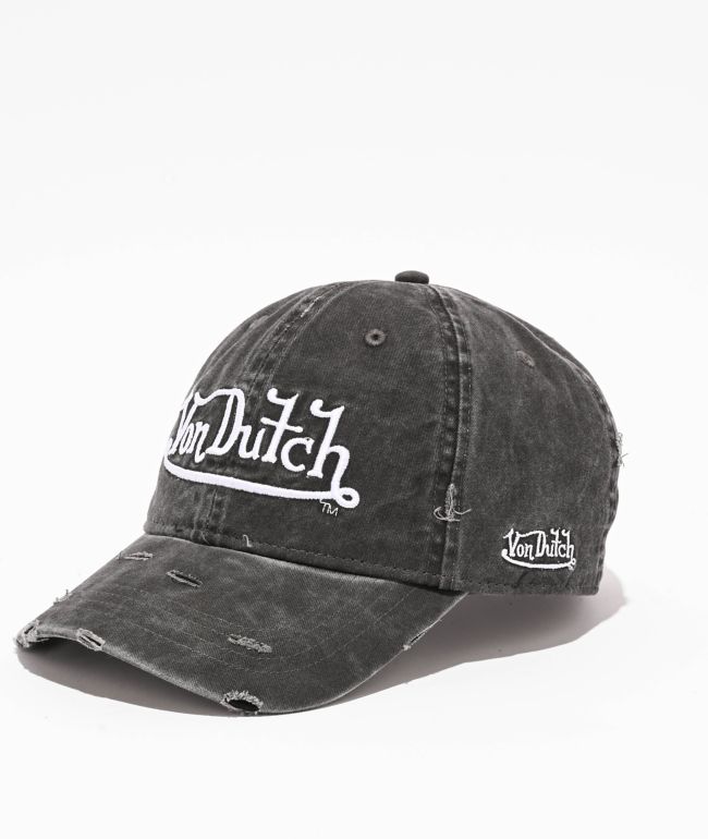 Ninth Hall Cypress Distressed Black Wash Strapback Hat | Zumiez