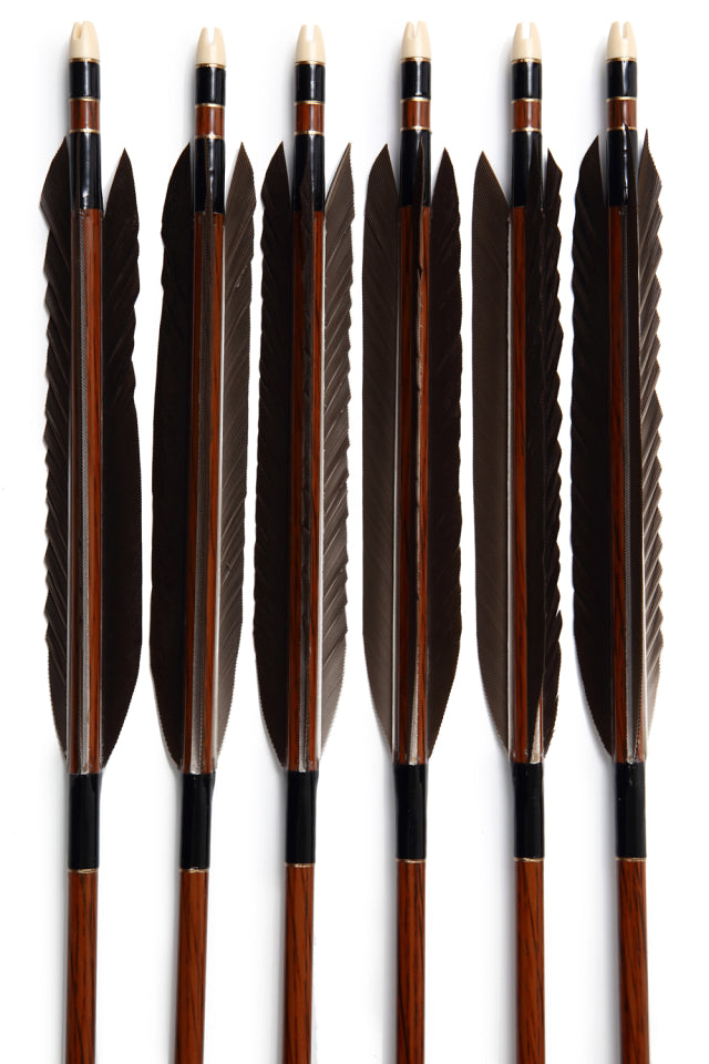D-1659】Black wing feather Fletching - Set of 6 (HAYABUSA Carbon 80-25