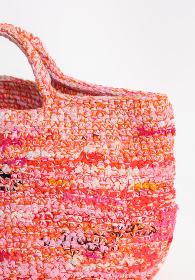 Daniela Gregis Cotton Hand-Crocheted Shopping Bag in Peach Pink