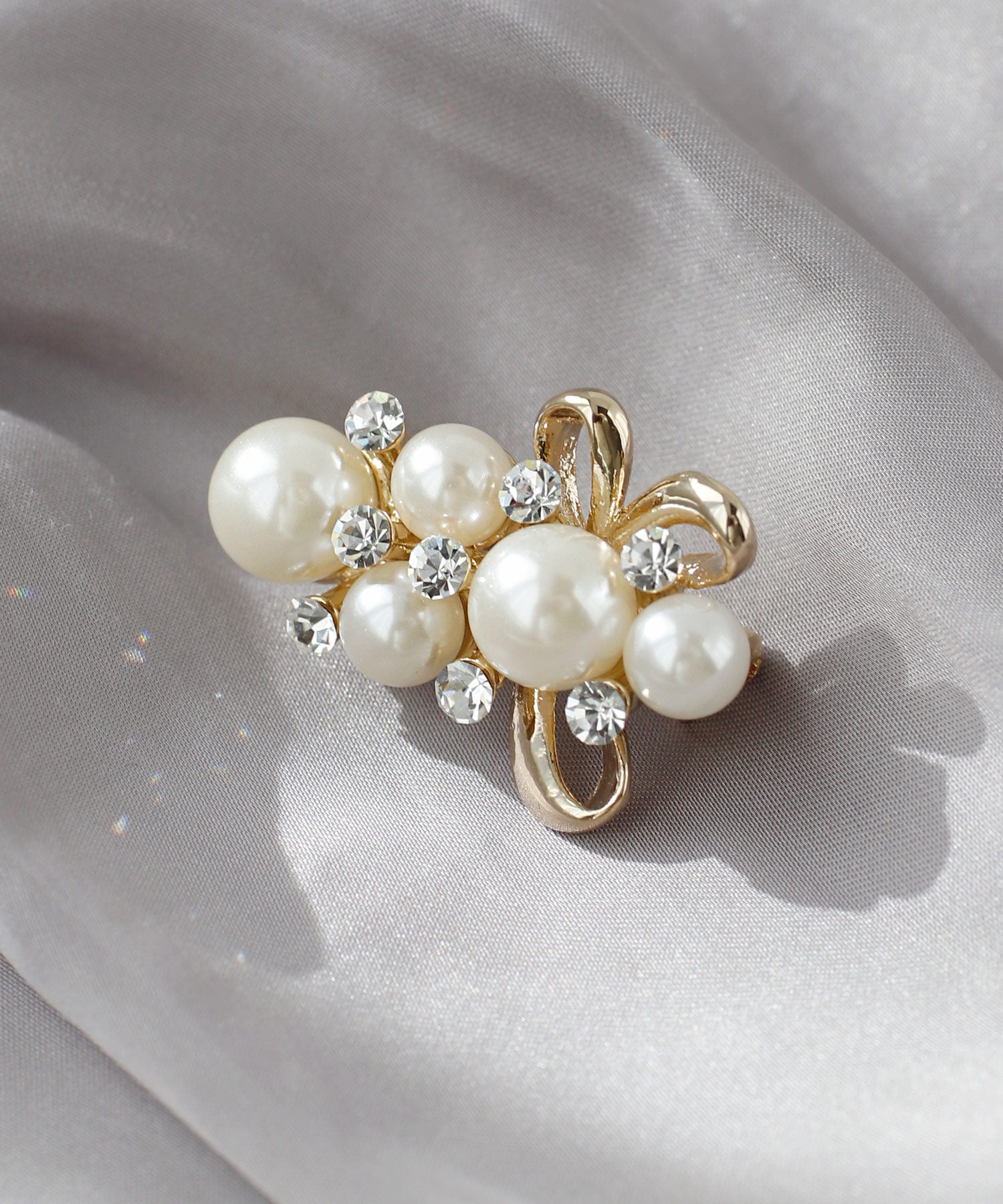 ANEMONE】パール×ビジューミニブローチ｜アネモネ・シエナロゼ
