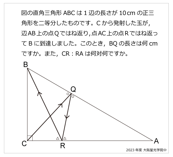 大阪星光学院中-反射の問題2023年大阪星光学院中-反射の問題 | 算数