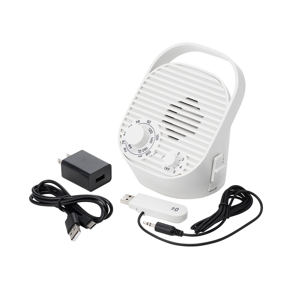 SAIBOU PARK｜±0 テレビ用ワイヤレススピーカー ラジオ付 ホワイト