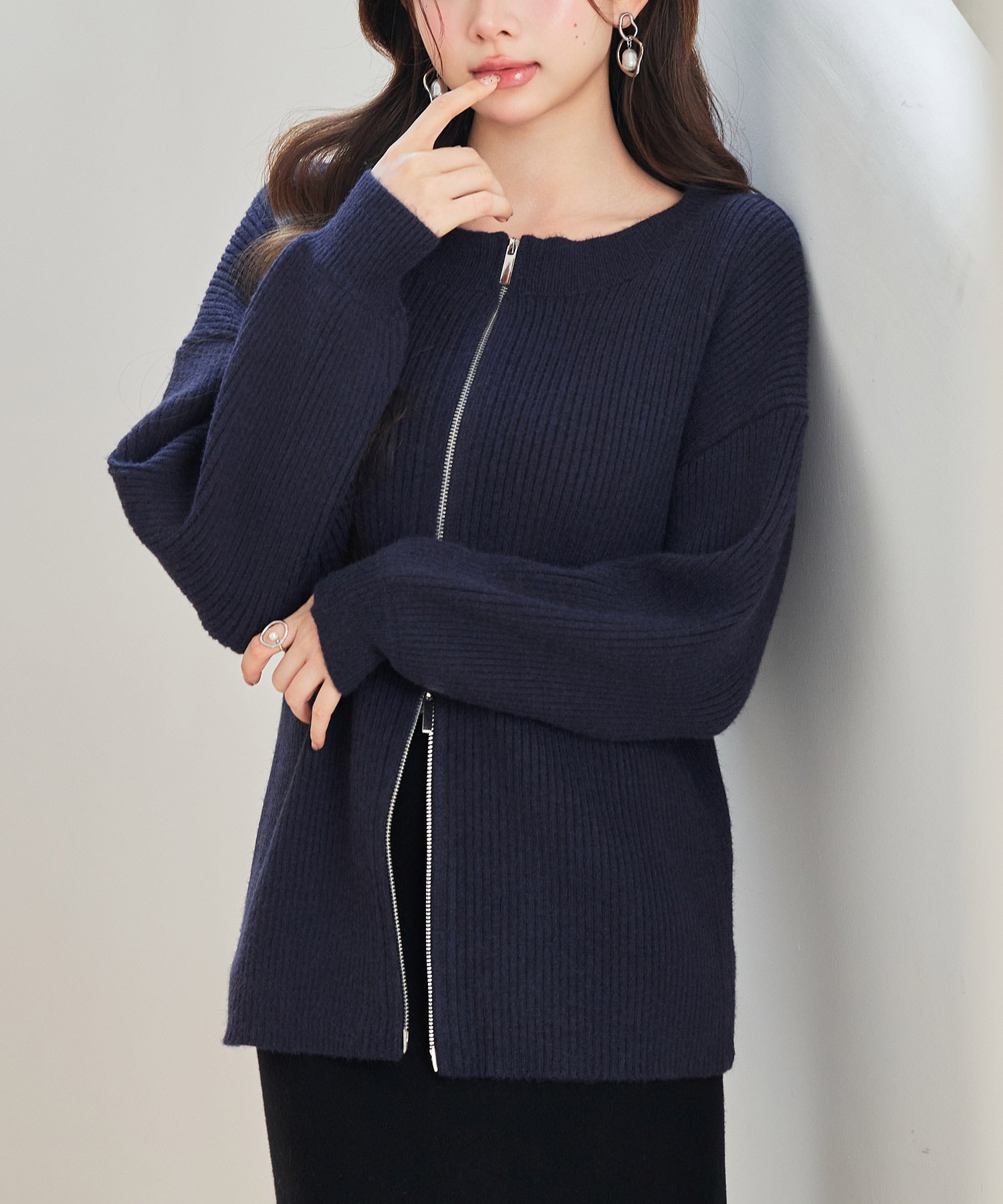 3WAYダブルジップニットカーディガンsdp8102 ネイビー – [公式]SAISON