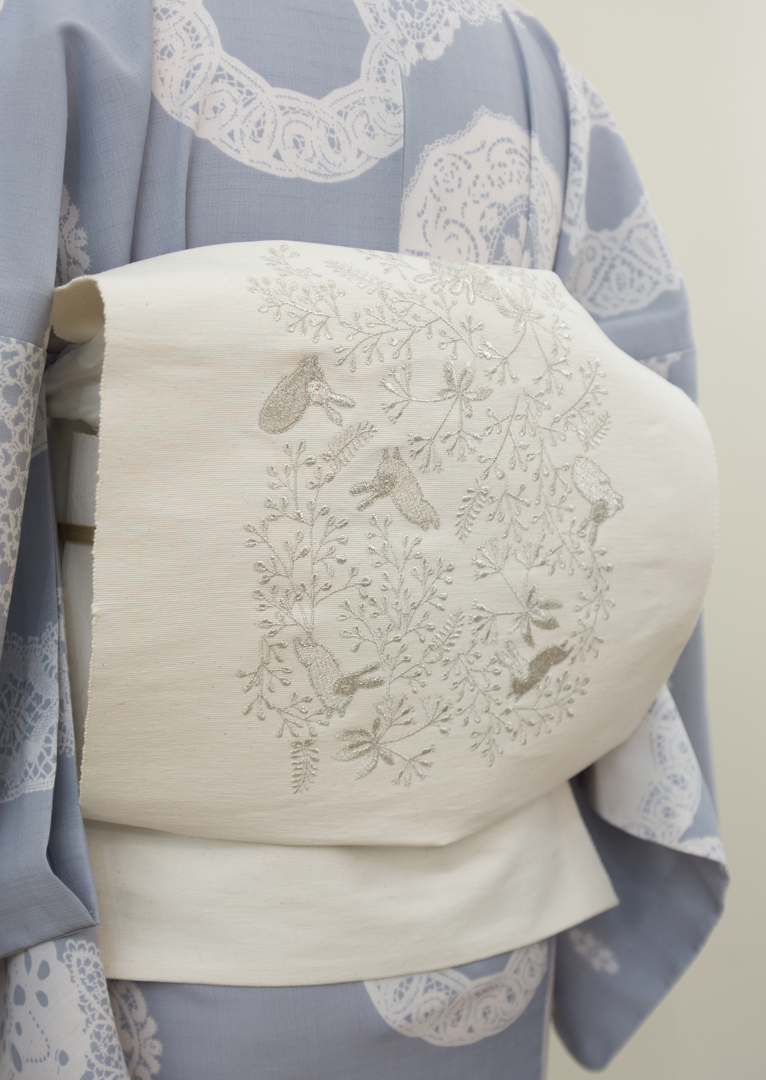 三河八寸ひとえ帯（萩兎） | ＃さく研究所