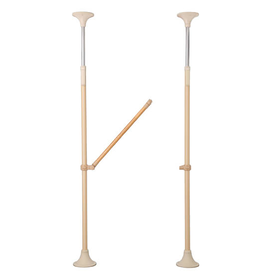 ベスポジ-e丸型天井ベースセットとH型木手すり跳ね上げの組合せ600mm