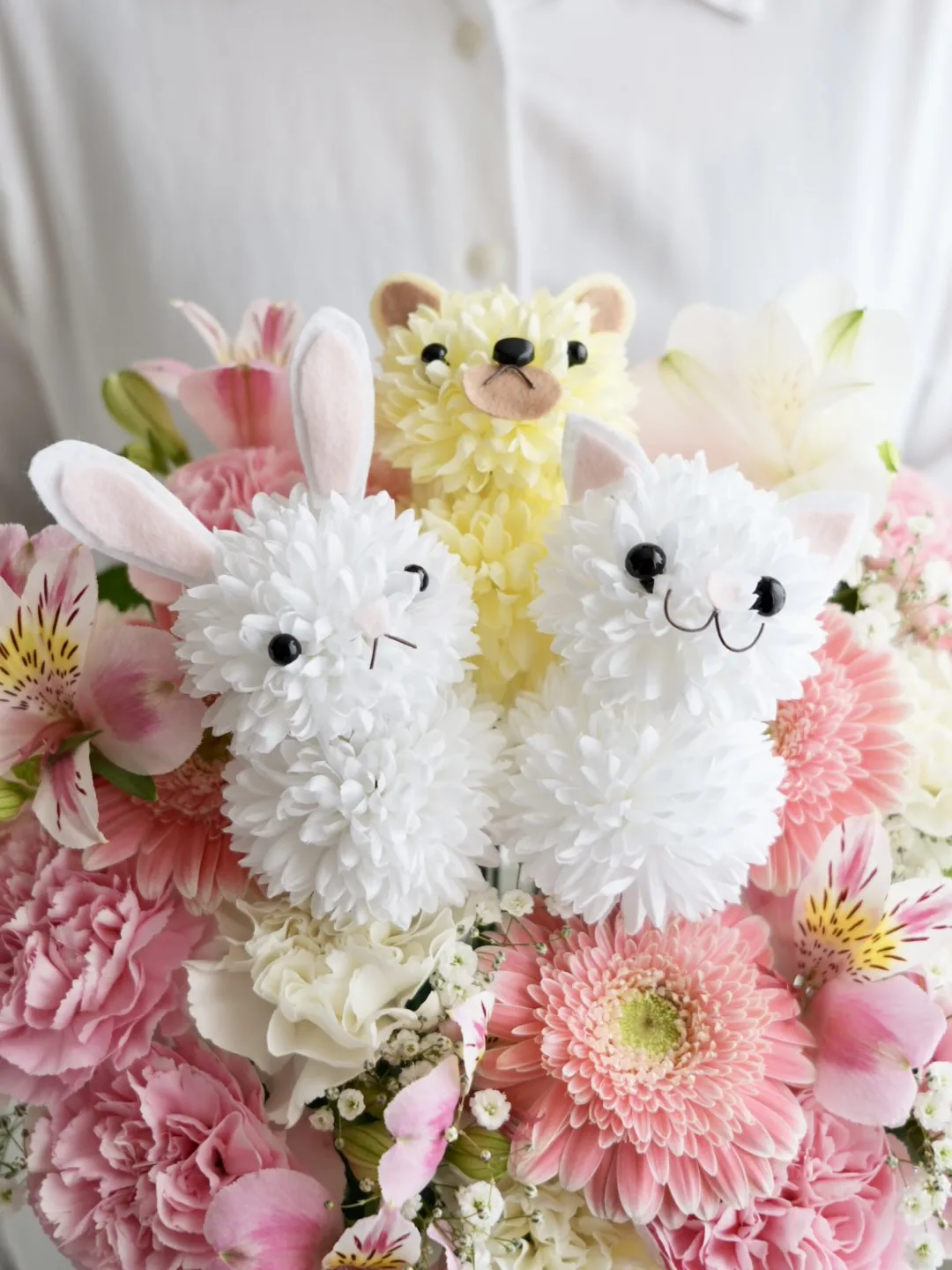 ねこのアニマルアレンジ ピンク M｜フラスタ・楽屋花のSakaseru