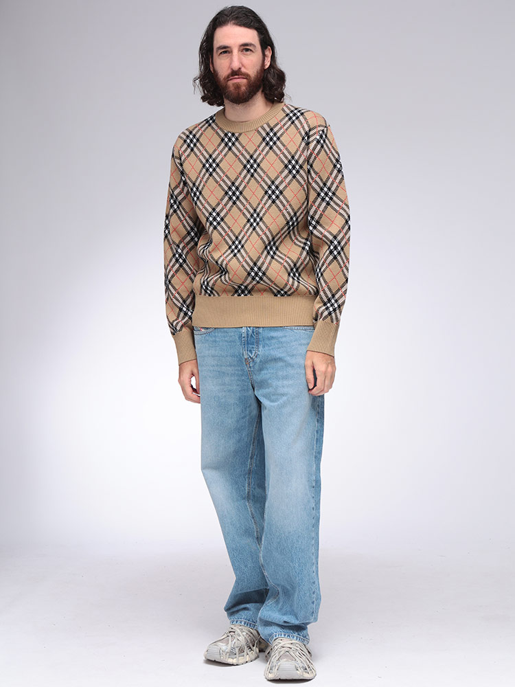 BURBERRY (バーバリー) チェック ウールブレンド クルーネック