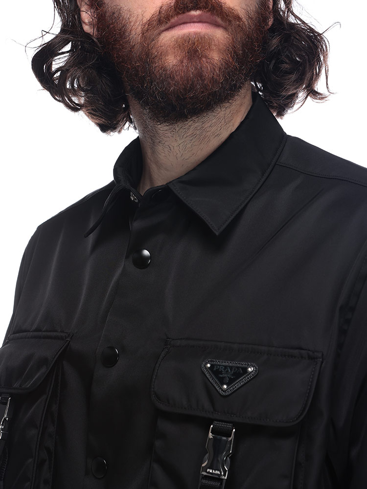 PRADA (プラダ) ナイロン ポケット フルボタン 2way シャツ