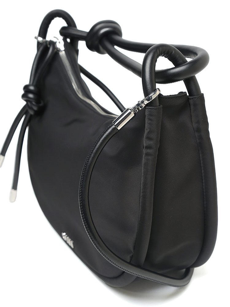 GANNI (ガニー) ナイロン レザータイハンドル シルバーロゴ 2WAY