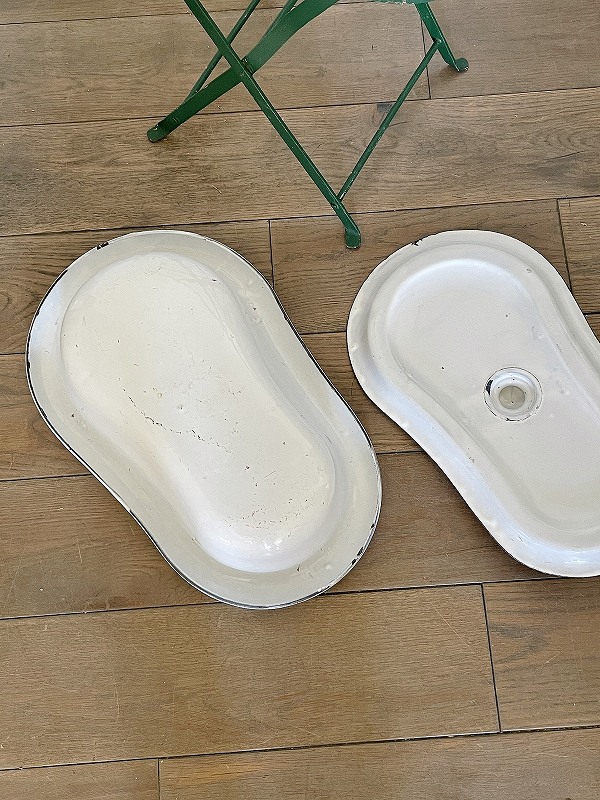 フランスホーロー製蓋付ベビーバスはかわいいアンティークネット