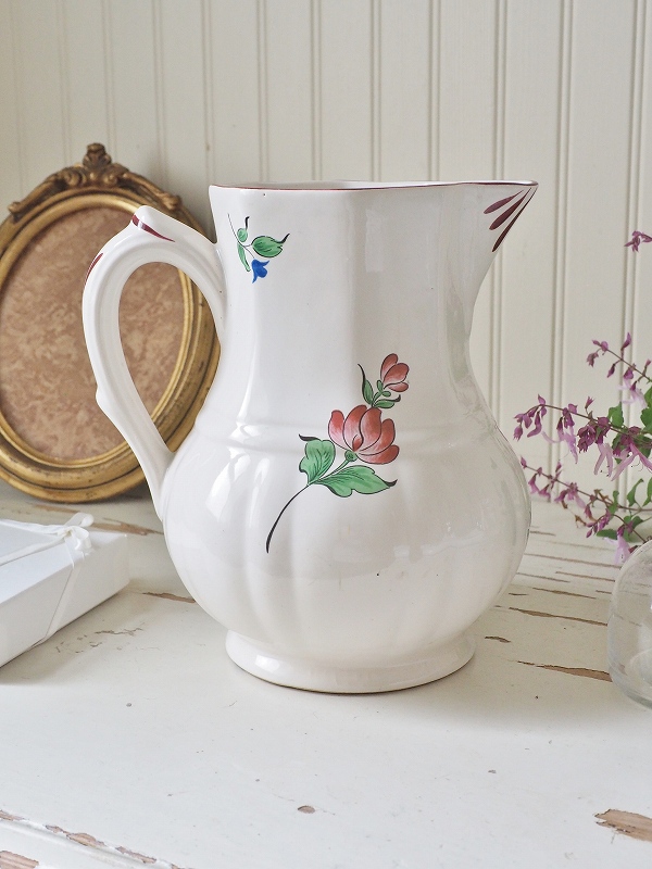 フランス1900年前後の古いKGLUNEVILLE陶器製ピッチャーはかわいい