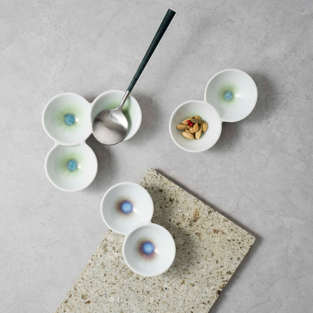 環（tamaki） 二連豆皿（グリーン） – 豆皿・小皿／皿・プレート