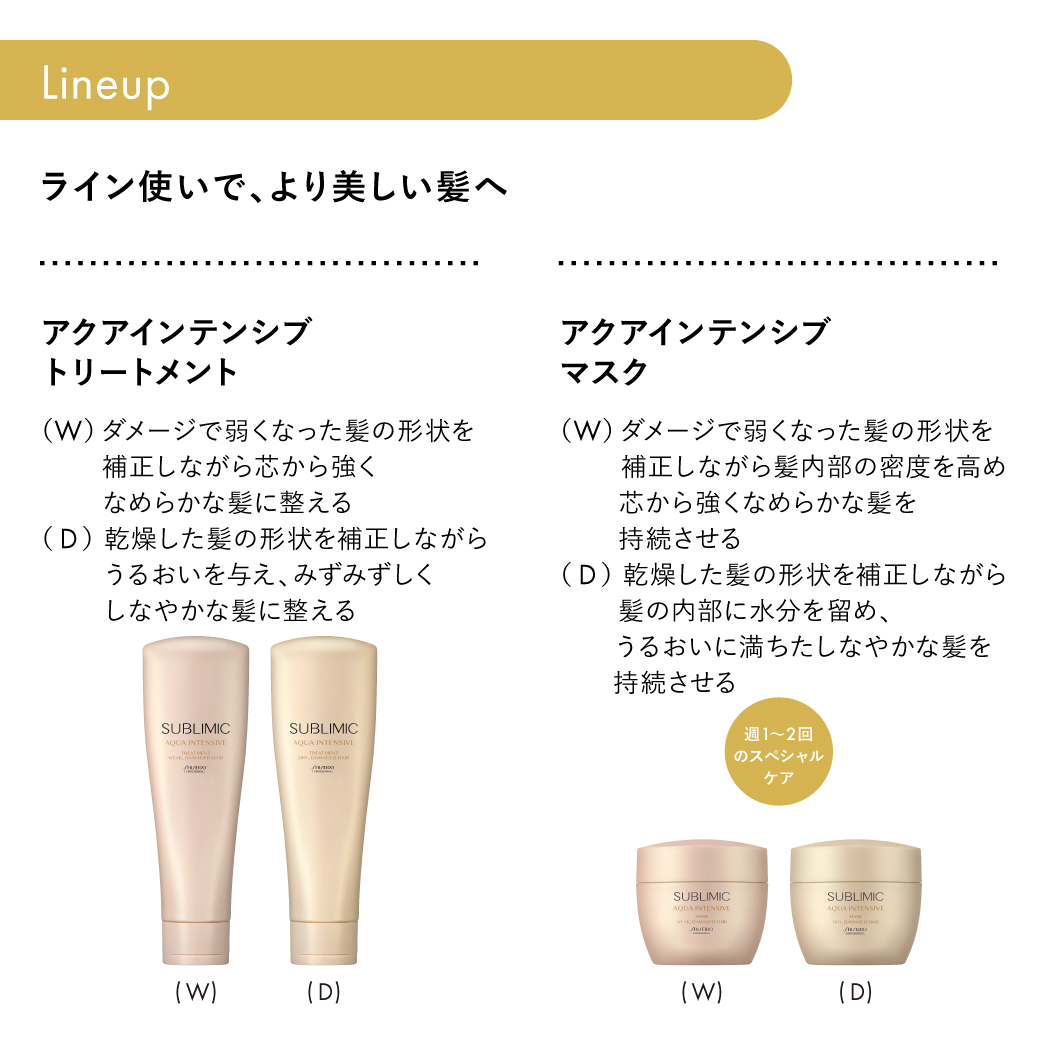サブリミック アクアインテンシブ ヘアマスクW：弱った髪用｜EC