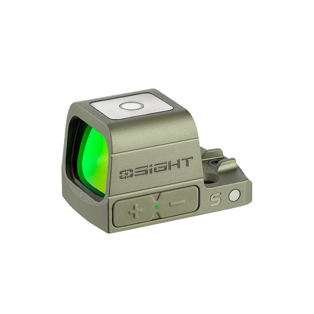 Osight S Olive Green: Enclosed aspherical optic with multi-reticle