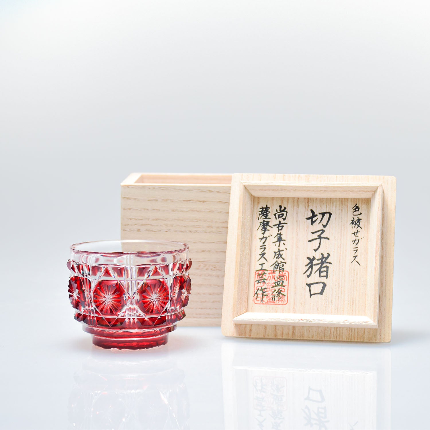 島津薩摩切子】復元 猪口(大) cut18 – ㈱島津興業 島津薩摩切子